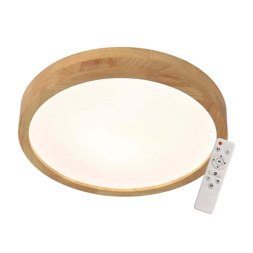 LÚZETE - PLAFONIERA LED 53W REGOLABILE CON TELECOMANDO IN LEGNO HARALD