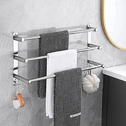 Verstelbare handdoekrails in alluminio - Design moderno - Nero - Montaggio a muro - Acciaio inossidabile - Per bagno e cucina