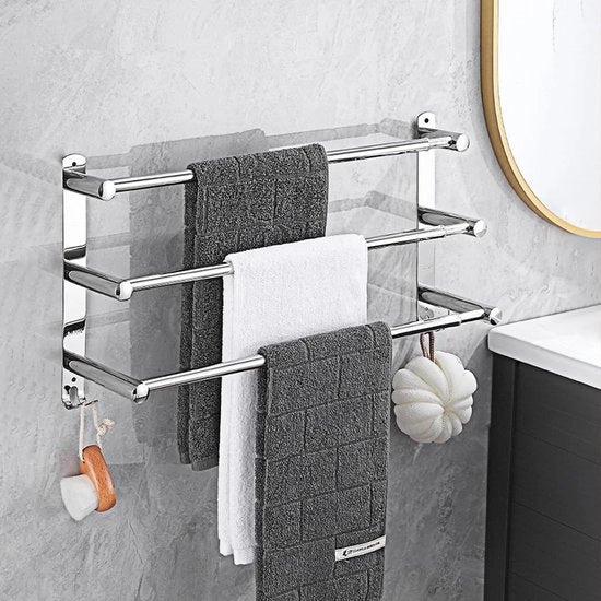 Verstelbare handdoekrails in alluminio - Design moderno - Nero - Montaggio a muro - Acciaio inossidabile - Per bagno e cucina