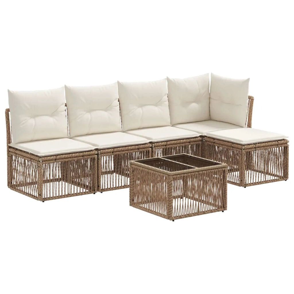 Set Divano da Giardino 6 pcs Beige polyrattan