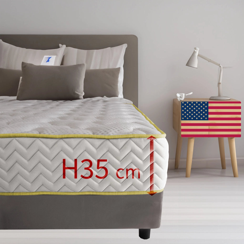 Materasso memory foam singolo 110X200 Cm, Materasso Americano ortopedico contro il mal di schiena ALTO 35 Cm | Materasso memory che NON SI SCALDA con imbottitura anallergica - MOD. BOSTON35