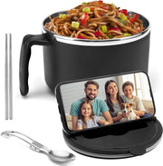 Set di Piatti Ramen 1200ml - Cestino con Coperchio e Spiedini per Mangiare - Pentola per Cucinare Instanti Ramen - Piatti Ramen per Dormitori Universitari e Uffici di Casa
