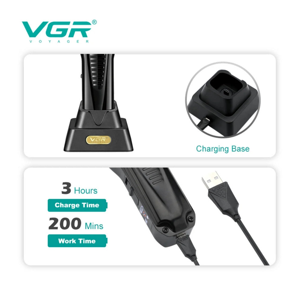 Trade Shop - Tagliacapelli Uomo A Zero Professionale Regolabarba Ricaricabile Batteria Vgr651 -