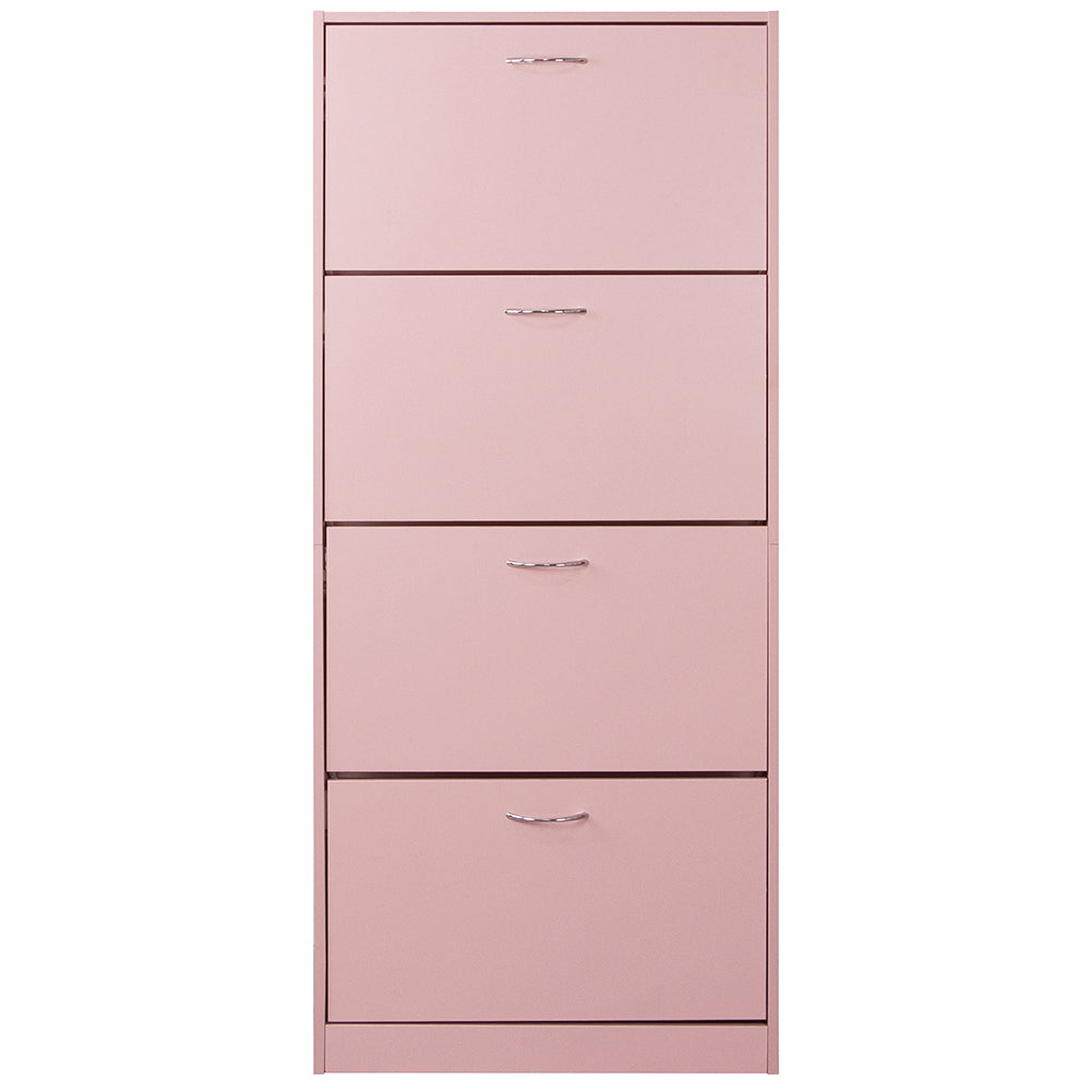 Scarpiera 4 Ante 63x24x150 cm Ripiani Doppia Profondità in MDF Rosa