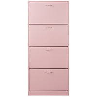 Scarpiera 4 Ante 63x24x150 cm Ripiani Doppia Profondità in MDF Rosa