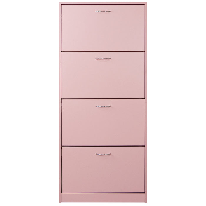 Scarpiera 4 Ante 63x24x150 cm Ripiani Doppia Profondità in MDF Rosa