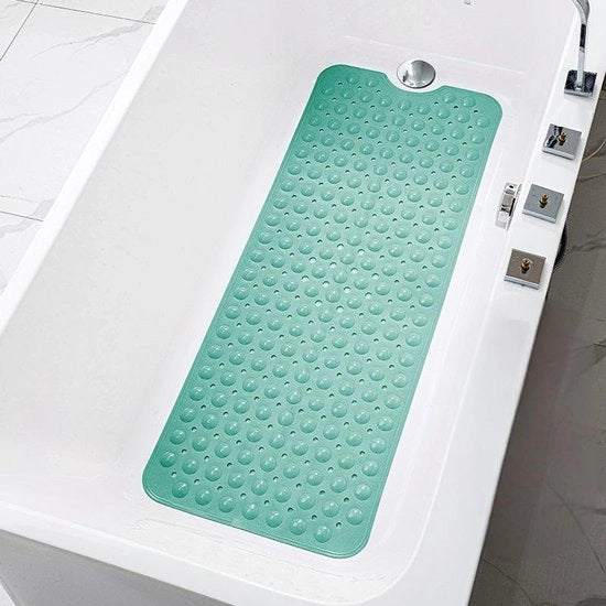 Tappeto antiscivolo per doccia, matto di doccia estendibile, pinze di fissaggio sul fondo, antiscivolo, lavabile a macchina, adatto per vasche da bagno e pavimenti di bagno, 100*40cm, verde.