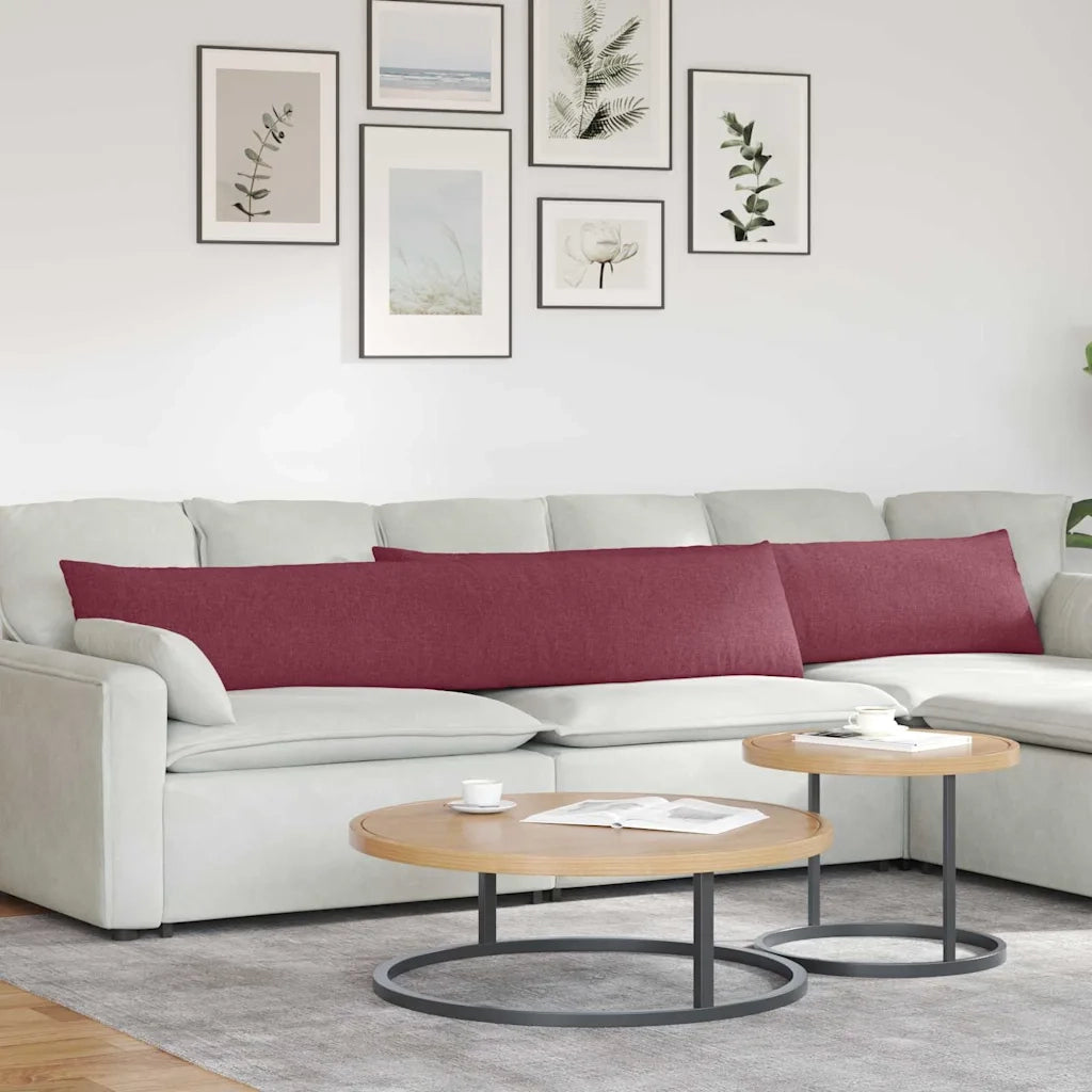 Cuscini da Divano 2 pz-Set di 2 Cuscini per Sofa Rosso Vino 200 x 40 cm Tessuto