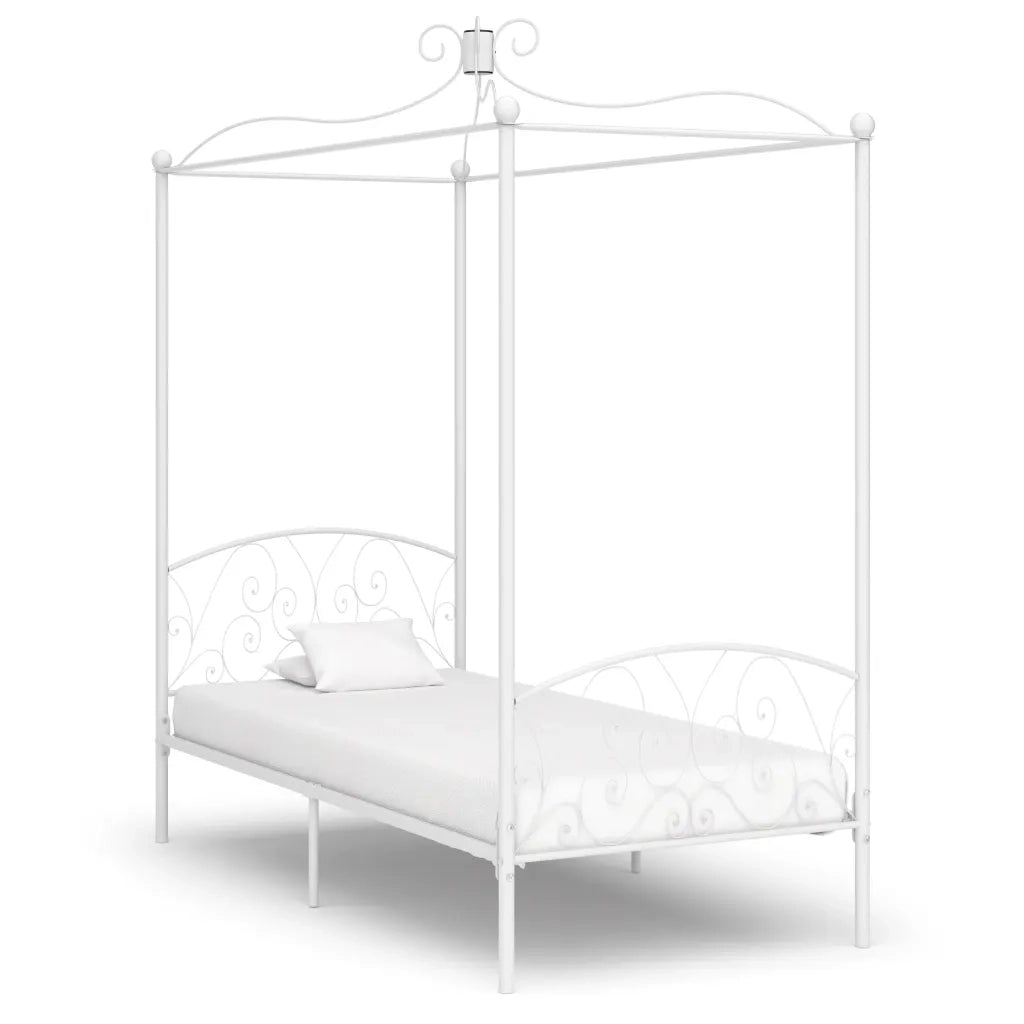 Letto a Baldacchino Bianco in Metallo 100x200 cm cod mxl 62138
