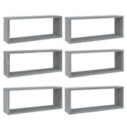 Mensole Cubo Muro 6 pz-Ripiani-Scaffale Grigio Sonoma 60x15x23 cm in Multistrato