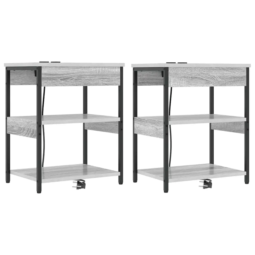 Set di 2 Comodini | Armadio da Notte | Mobiletto da notte Grigio Sonoma 41 x 31 x 51 cm
