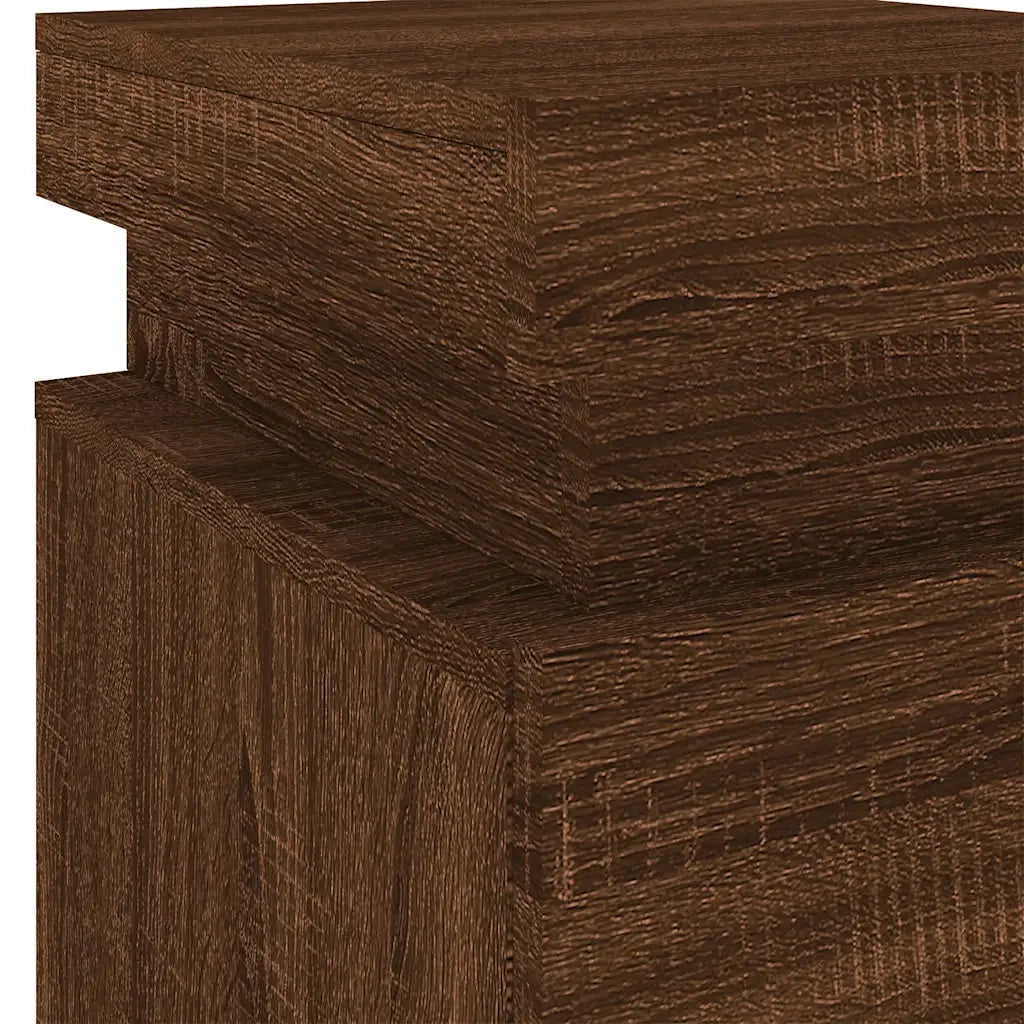 Comodino con Luci LED Rovere Marrone 35x39x55 cm 836761