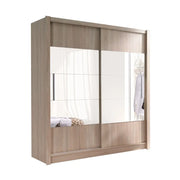 Armadio, guardaroba ROME 180 cm con due porte e specchio, cabina armadio completa con appendiabiti e scaffali, rovere sonoma