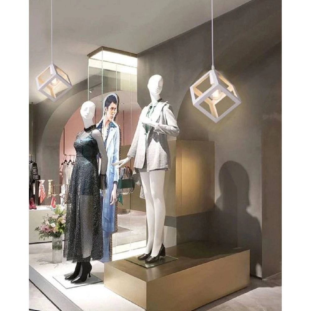 Trade Shop - Lampadario Da Soffitto A Sospensione A Forma Di Cubo 3d Portalampada E27 A24 -