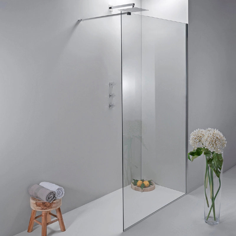 Box Doccia Walk In  120 Cm in Cristallo Trasparente con Anticalcare