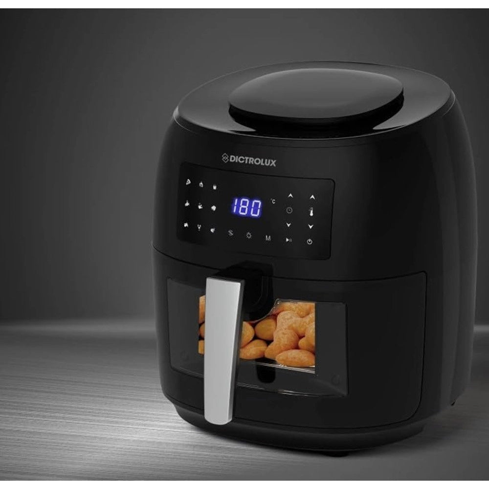 Trade Shop - Friggitrice Ad Aria Con Oblò Da 7,4lt Temperatura Regolabile 9 Programmi Timer 1800 W -