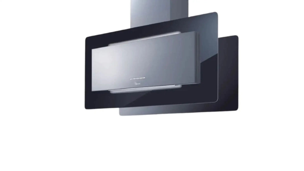 CAPPA TRISIA ISOLA cm 90x43 - inox, vetro Nero - 800 m3/h
