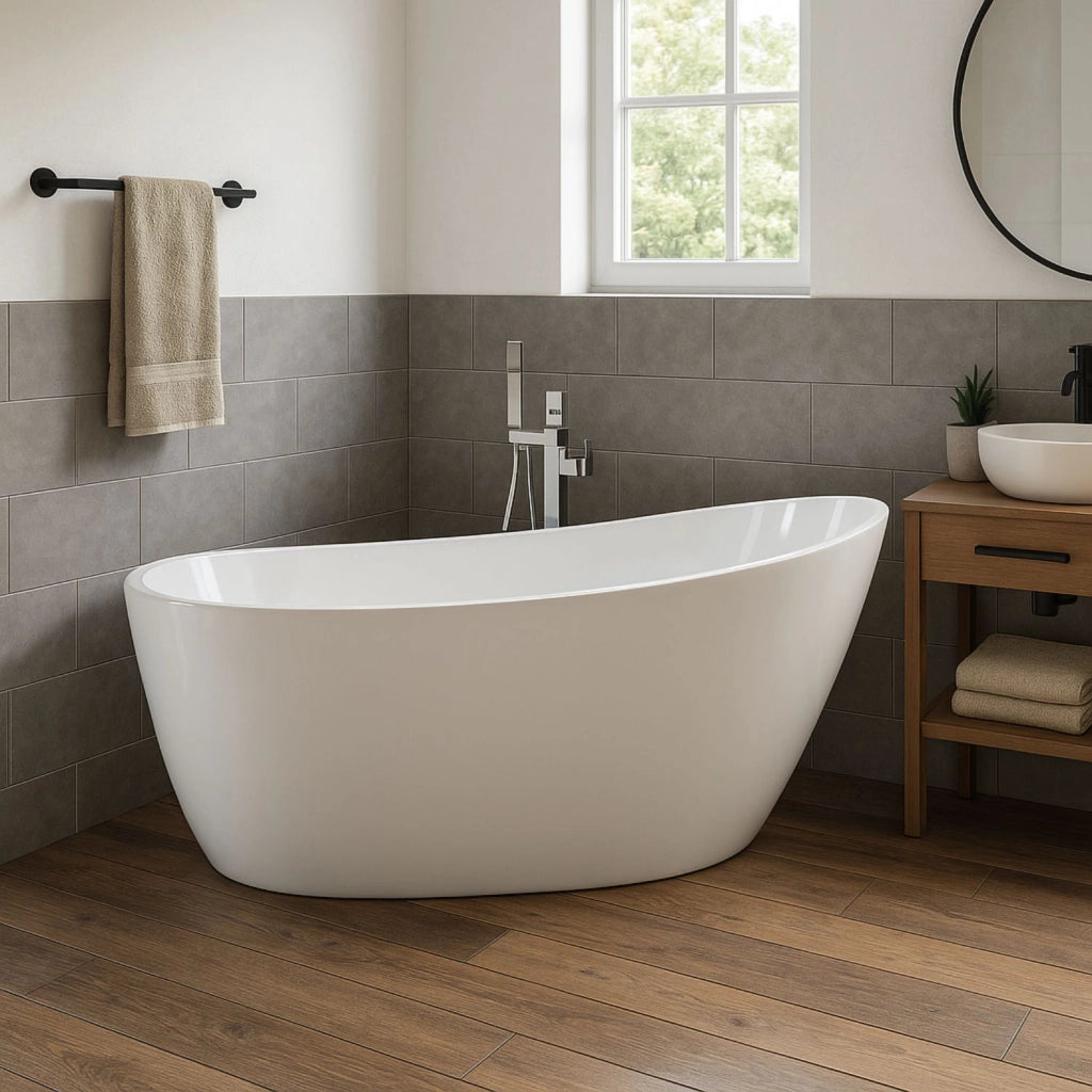 Vasca da bagno freestanding ovale acrilico bianco lucido 3 misure h 72 cm *** misure l160xh72xp80, confezione 1