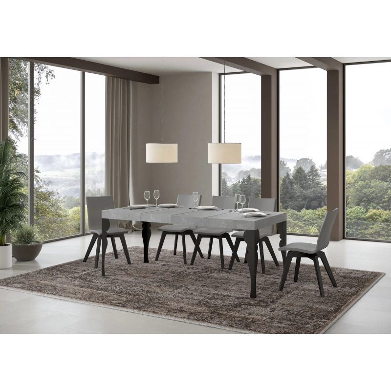 Tavolo allungabile 90x140/244 cm Paxon Premium telaio Antracite - Cemento