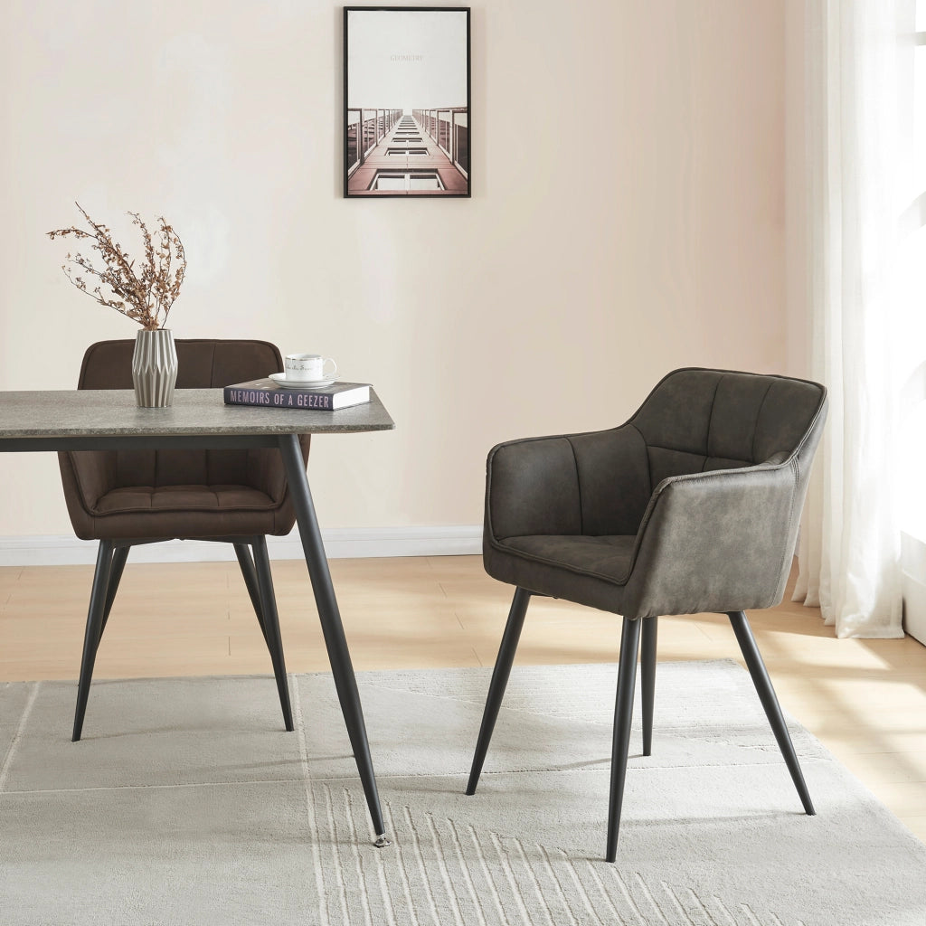 Set di 2 Sedie per Sala Pranzo Birmingham Effetto Velluto Grigio Scuro [en.casa]