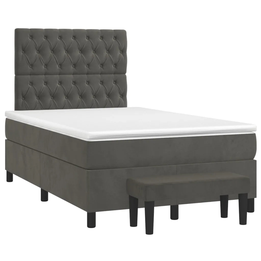 Giroletto a Molle con Materasso Grigio Scuro 120x200 cm Velluto 3138014