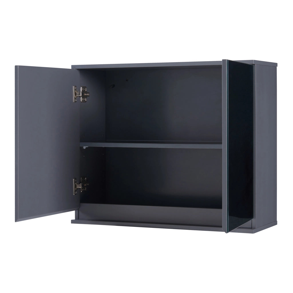 Mobiletto da Parete Overath per Bagno con 2 Ante a Specchio 50x60x20 cm - Grigio [en.casa]