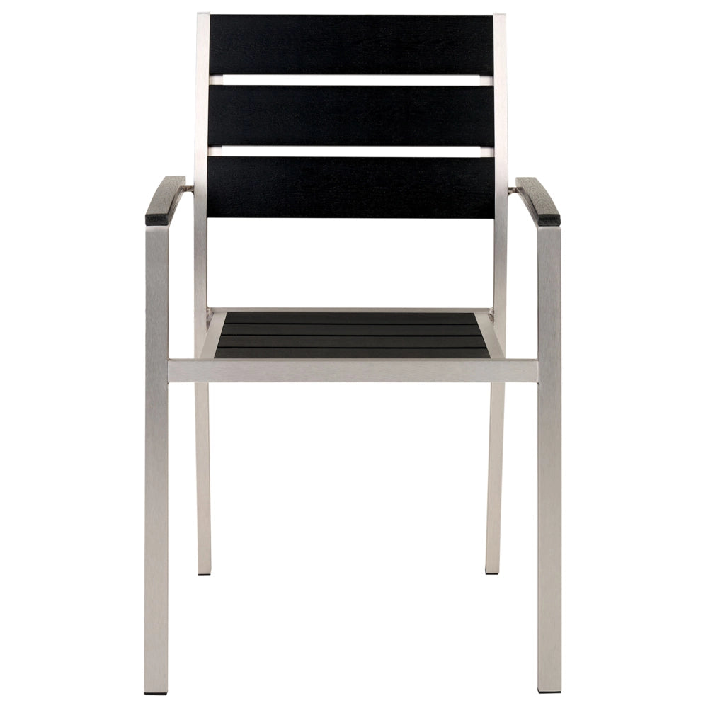 Set da Giardino 6 Sedie Tavolo Rettangolare Nero e Argento in Alluminio Anodizzato