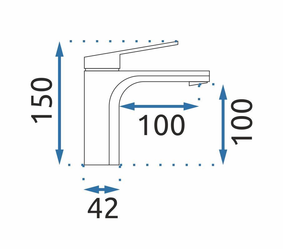 Rubinetto Da Lavabo Rea Marco Gun Grey Low