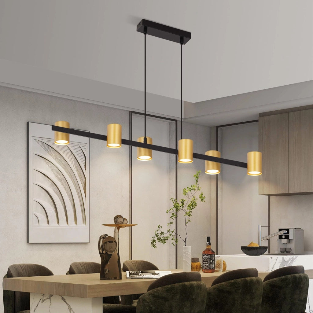Lampada a sospensione ZMH da tavolo da pranzo a sospensione 6 lampadine nere GU10 in metallo industriale