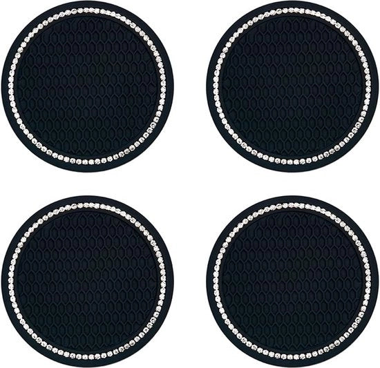 Set di 4 sostituti di supporto per ruote universali con base bling cristallo glitter in silicone con funzione antiscivolo per accessori interni dell'auto con strass bling