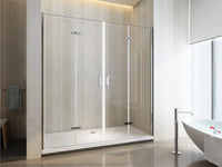 Porta Parete Doccia 180 cm 2 Ante a Libro in Cristallo Trasparente 6mm H190