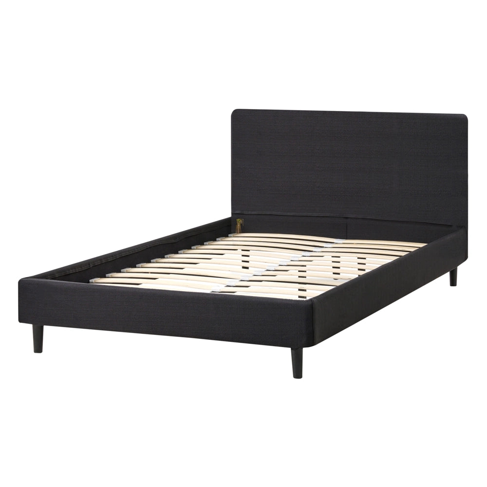 Letto matrimoniale in tessuto nero 120 x 200 cm con rete stile contemporaneo