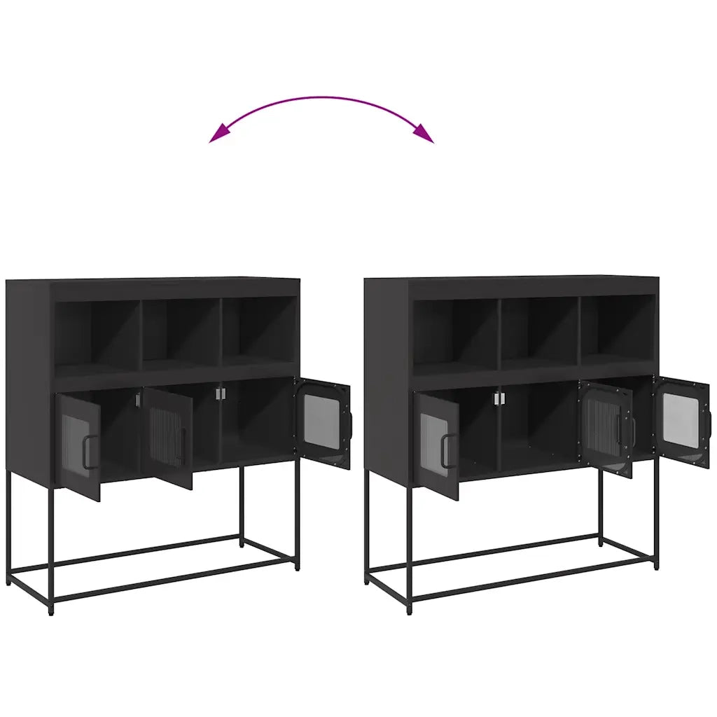 Credenza Nera 100,5x39x107 cm in Acciaio Laminato a Freddo 853416