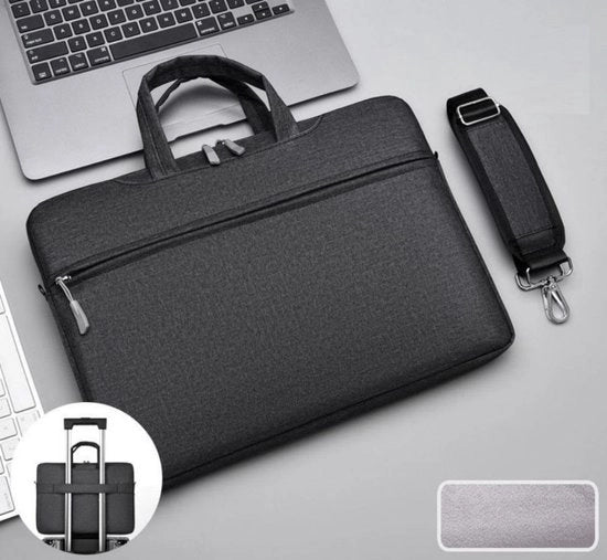Borsa da lavoro con spalla trasversale crossbody per uomini e donne - Borsa ultra sottile - Multifunzione nera + cinturino - 16 pollici - 16