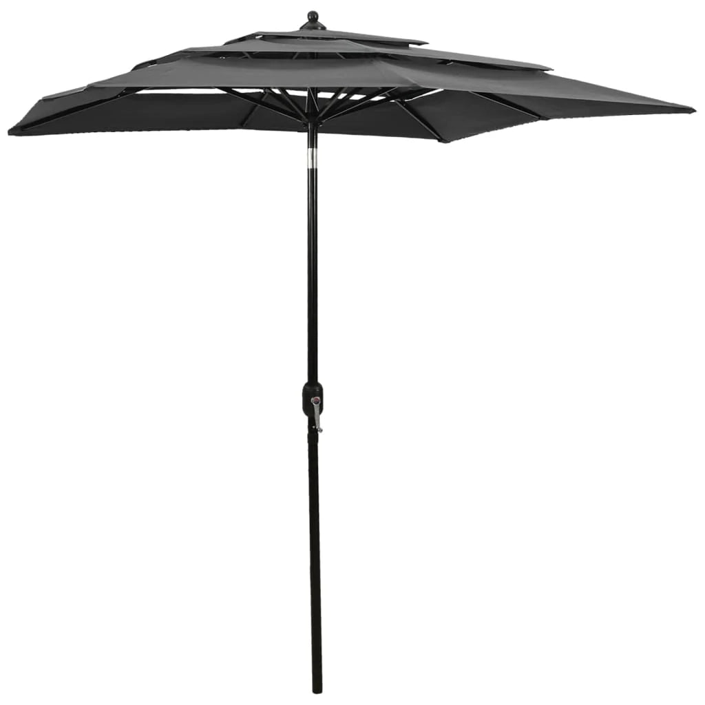 Ombrellone 3 livelli con palo in alluminio 2 x 2 m antracite 02_0008740