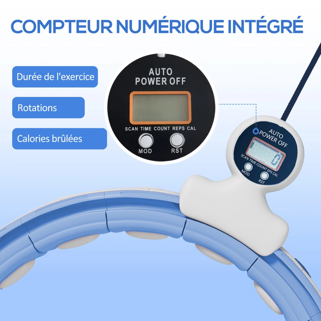 Cerceau Hula Hoop Massaggiante ¨C zephmum ¨C Blu, 16 segmenti, regolabile 76-113 cm