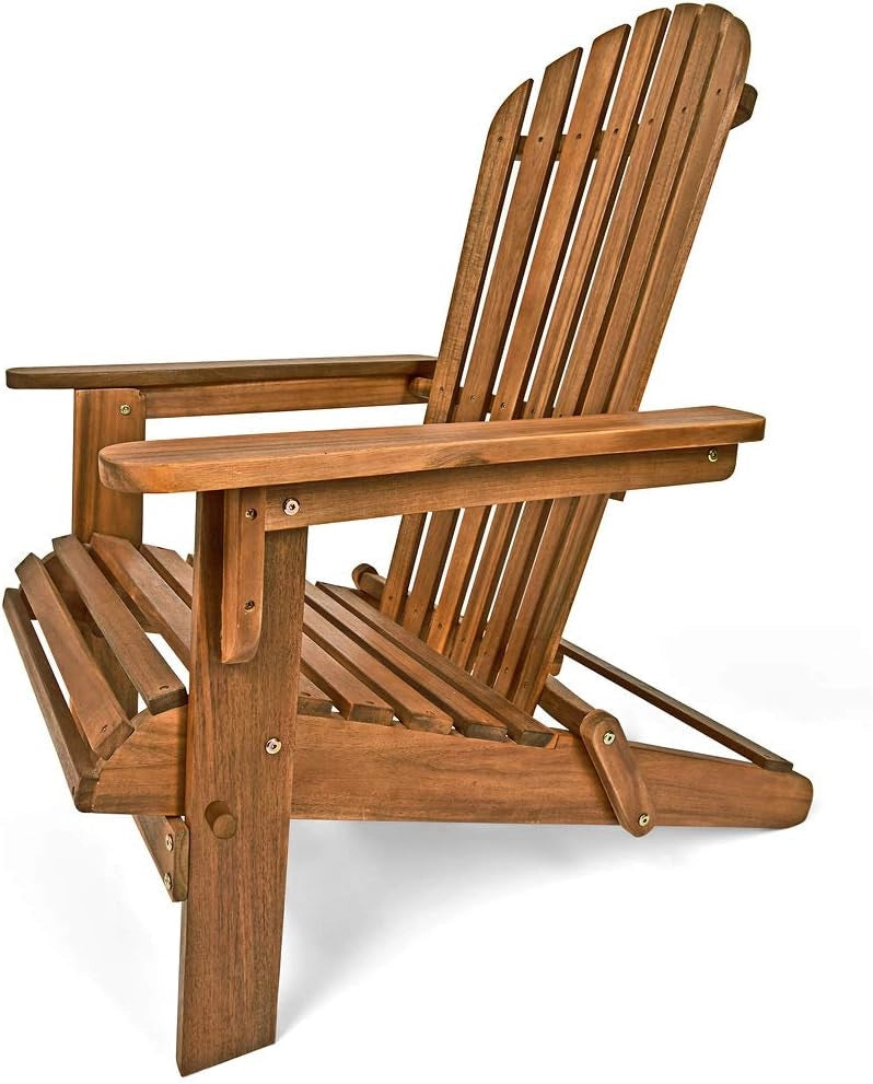 Deuba® Sedia prendisole relax Adirondack in legno d' acacia pieghevole estremità arrotondate per giardino o terrazza