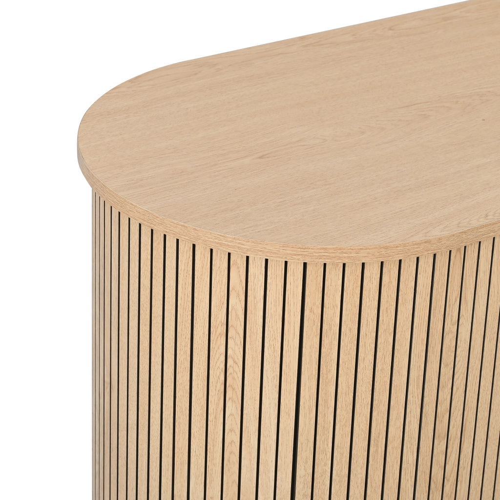 Credenza con 3 cassetti centrali e ante scorrevoli laterali ripiani regolabili in MDF naturale 160 × 40 × 80,5 cm