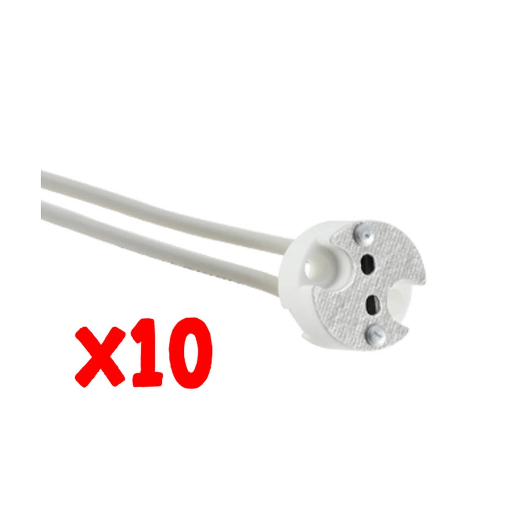 Alcapower Set 10 Pz Portalampada G4-GU5.3 con Cavi da 10cm, Attacco Standard per Faretti LED e Alogeni, Diametro 17mm, Tensione Max 25V, Corrente 5A