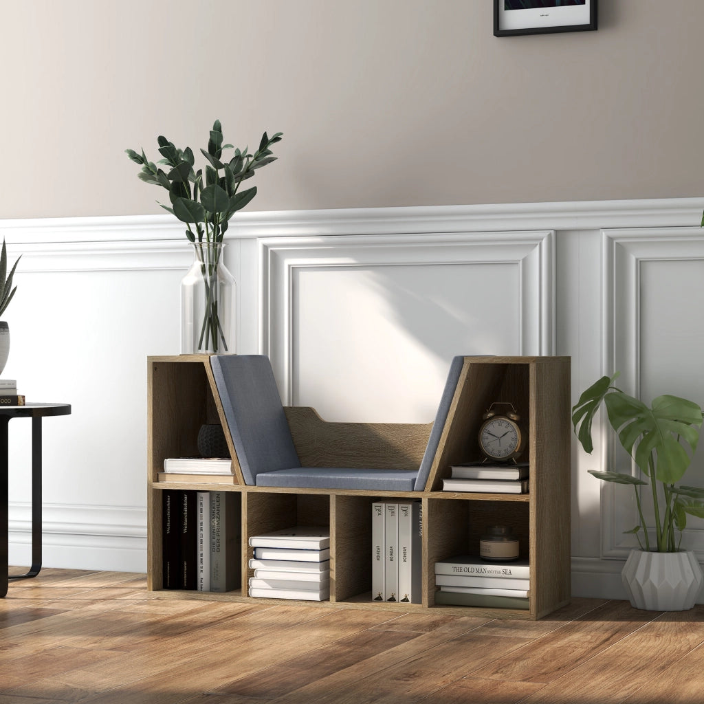 Libreria con panca 6 scomparti ¨C zephmum ¨C Grigio 102x30x61 cm