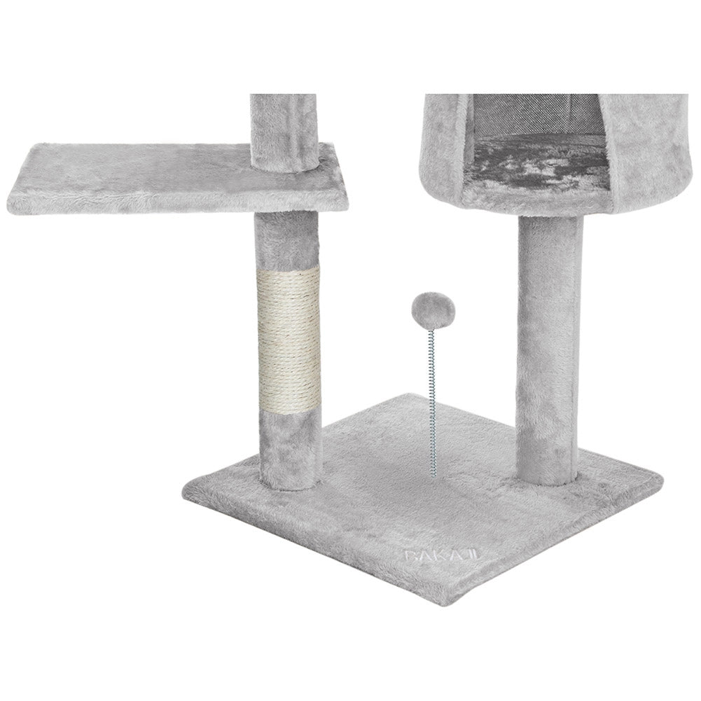 Albero Tiragraffi Gatti Parco Giochi Cuccia Graffiatoio gatto 112cm Grigio Chiar