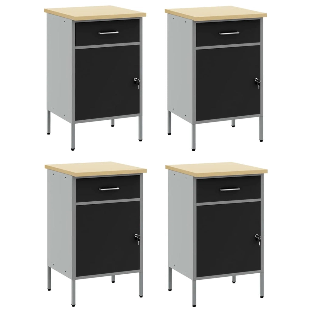 Mobile da lavoro 4 pcs Nero e Grigio 200 x 55 x 85 cm 3321384