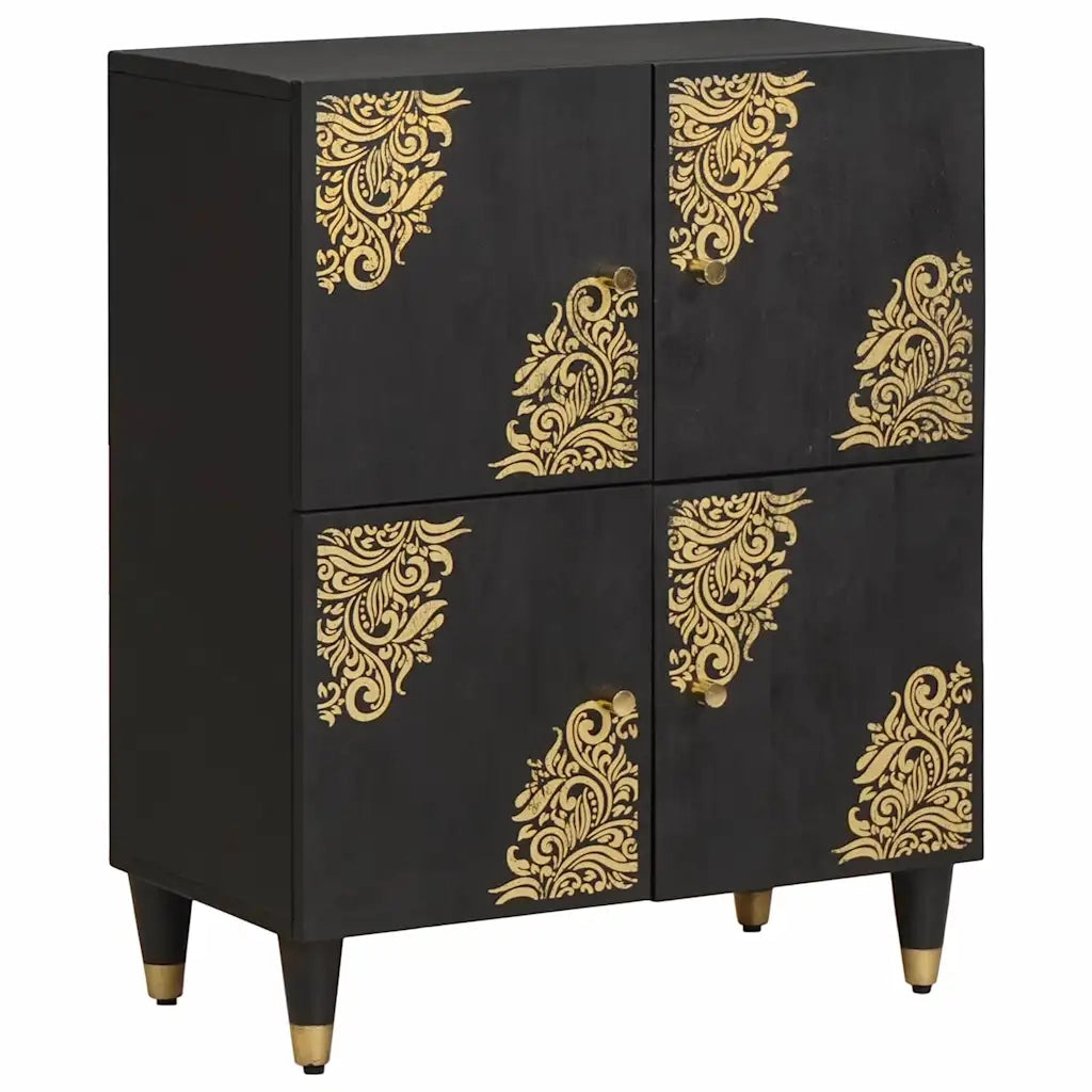 Credenza con porta-Buffet-Armadio da cucina Nero 60 x 33 x 75 cm Legno di mango massello 628863
