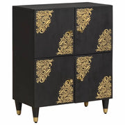 Credenza con porta-Buffet-Armadio da cucina Nero 60 x 33 x 75 cm Legno di mango massello 628863
