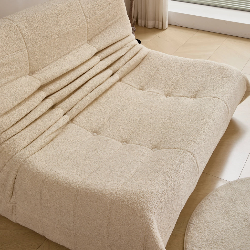 Divano lounge in velluto teddy beige 149x114x82 cm