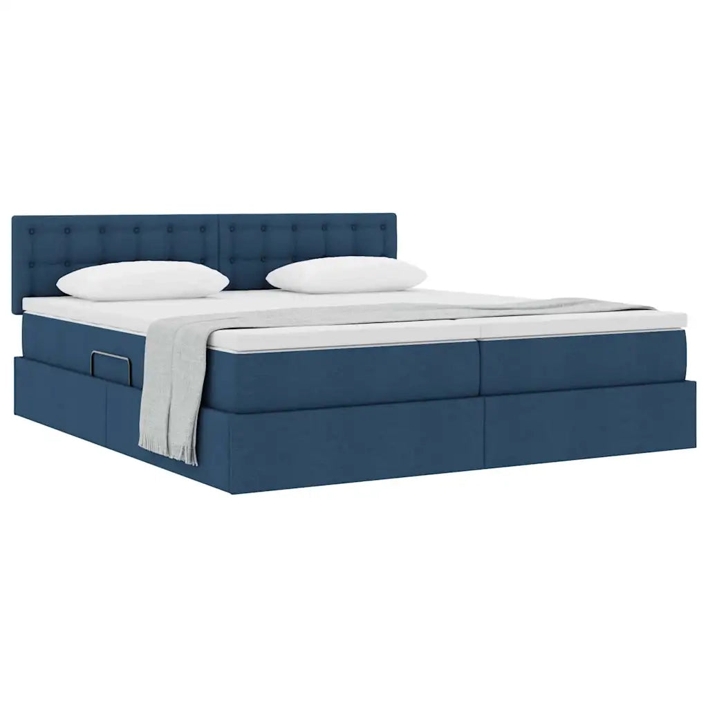 Letto con Contenitore Blu 180 x 200 cm Pelle Sintetica