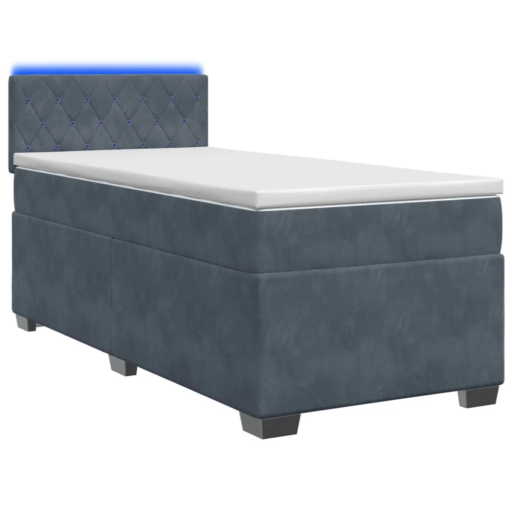 Letto con Box Spring, Materasso e LED Grigio Scuro 100 x 200 cm 3452115
