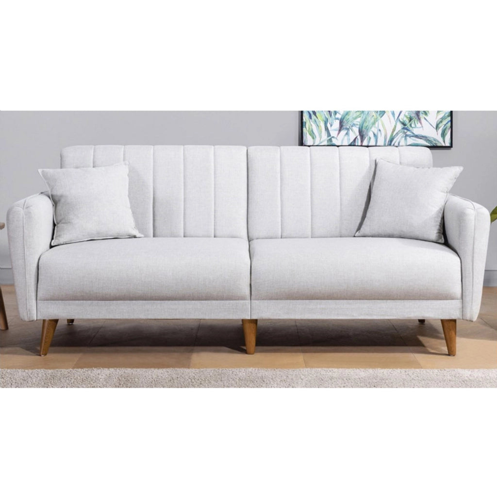 Divano letto a 3 posti in tessuto "Aqua" 205 x 85 x 85 cm - Crema