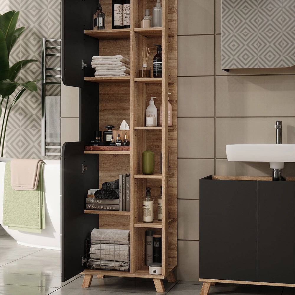 Vicco Set di mobili da bagno Sonoma/antracite 4 parti