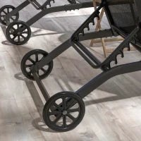 Set di 2 Lettini Prendisole in Alluminio e Textilene con Ruote, Schienale Reclinabile, Carico Max. 150 Kg, Nero